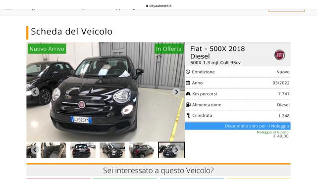 FIAT 500X 1.3 MultiJet 95 CV Club Immagine 2