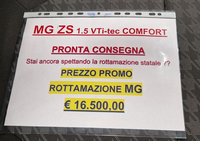 MG ZS 1.5 VTi-tech Comfort PROMO ROTTAMAZIONE Immagine 3