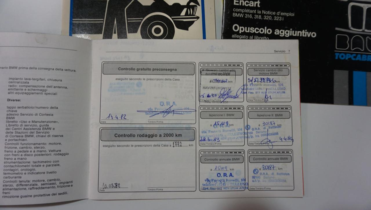 BMW 320 2 porte - documenti