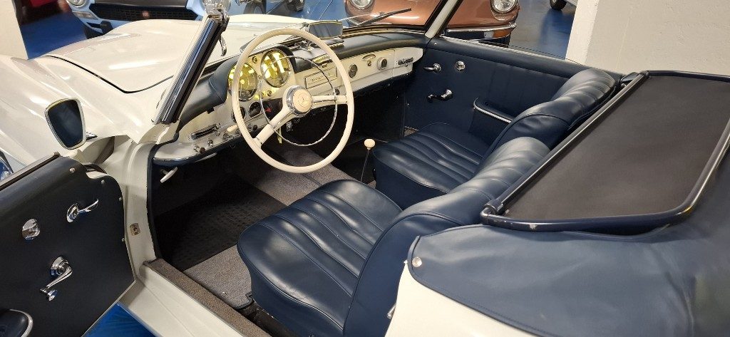 MERCEDES-BENZ 190 SL ***ASI TARGA ORO***BIANCA con PELLE BLU - 5