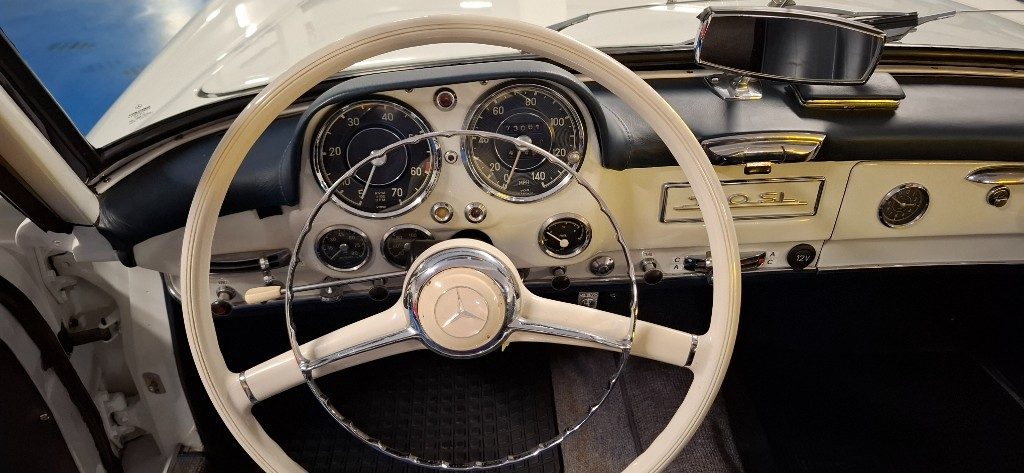 MERCEDES-BENZ 190 SL ***ASI TARGA ORO***BIANCA con PELLE BLU - 9