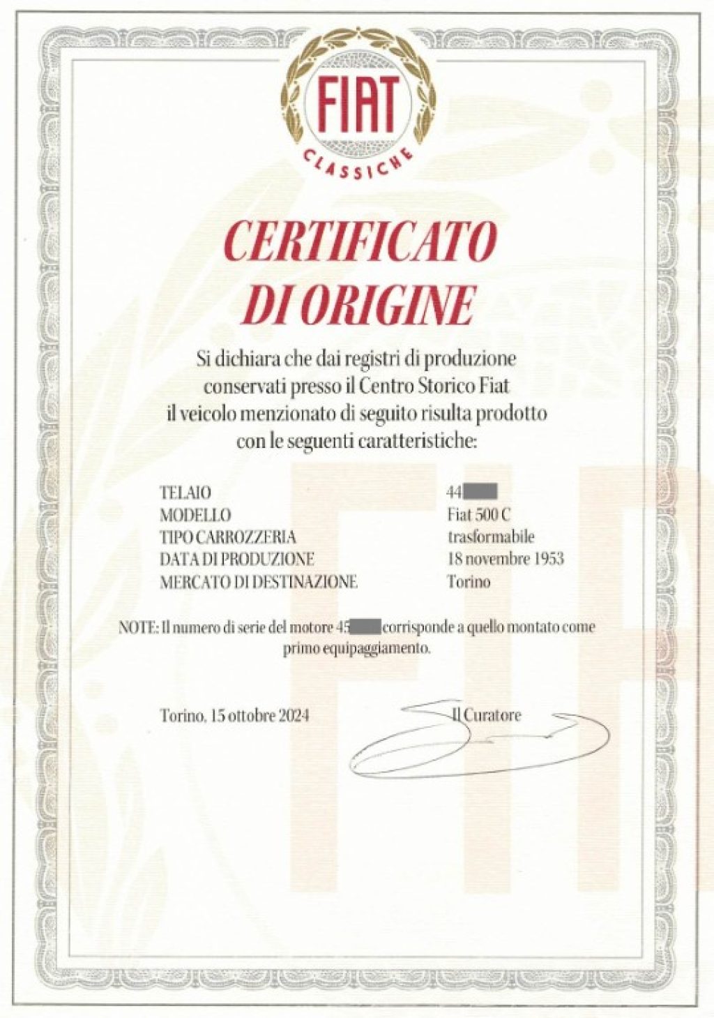 FIAT 500C TOPOLINO*CRS*CERTIFICATO DORIGINE*TARGA TORINO - 2